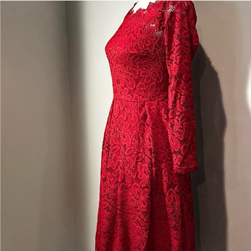 Miusol red Lace Long Sleeve Dress size extra small ism - Picture 10 of 10